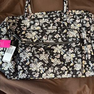 Vera Bradley Black Quilted Floral Travel Tote